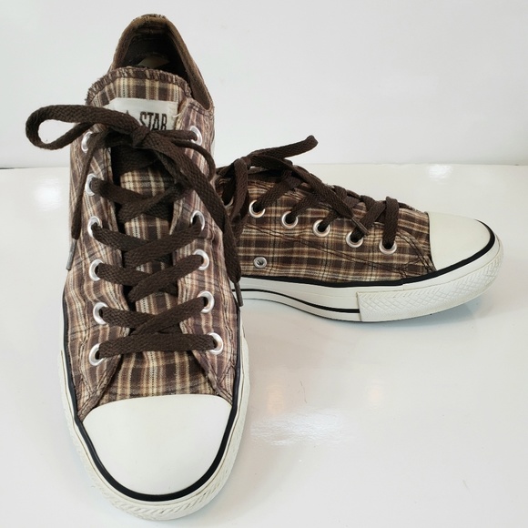 plaid brown converse